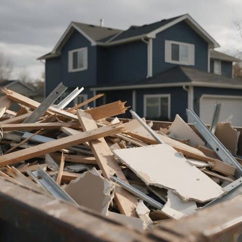 exterior construction mess
