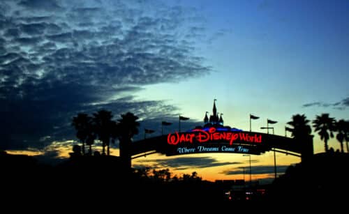 Walt Disney World, Orlando, Florida, January 31st 2007: Sunset at the Entrance
