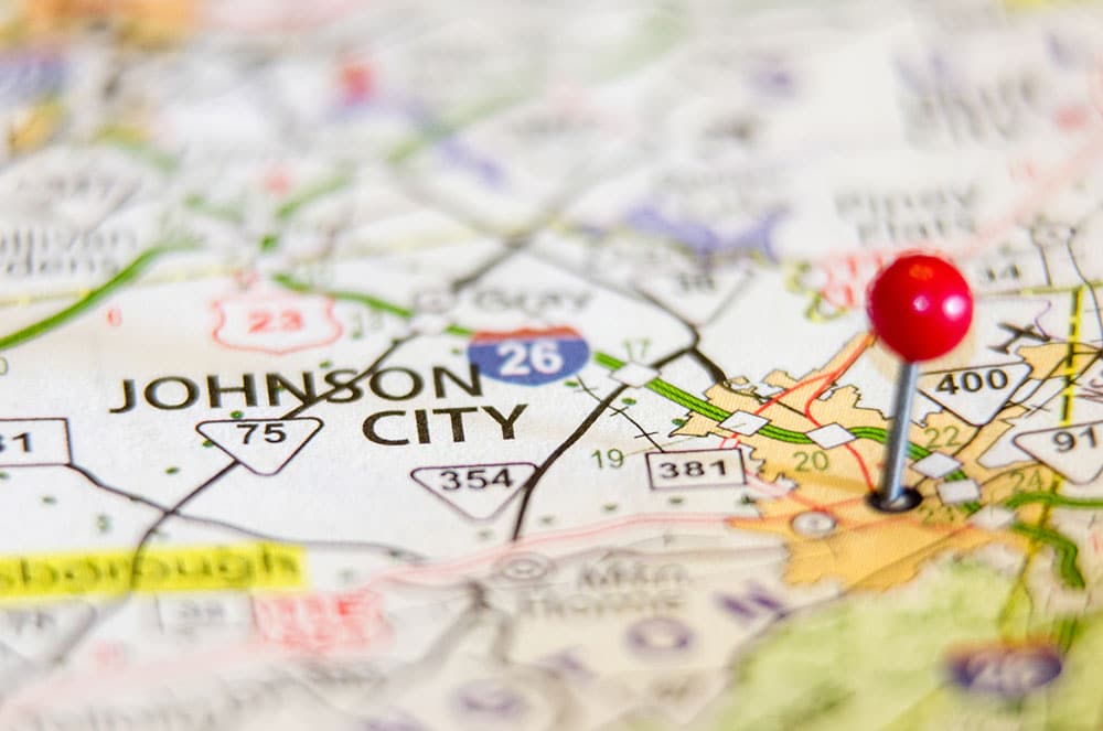 Map of Johnson City, TN