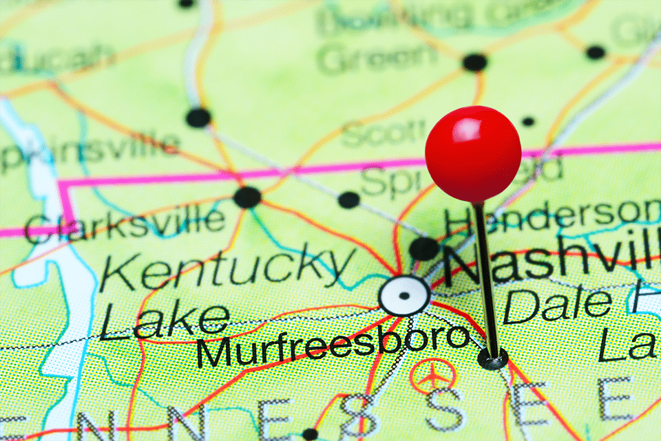 Murfreesboro TN map