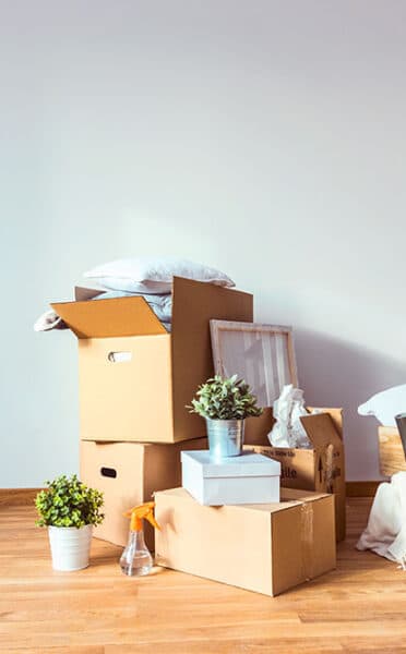 A pile of packed boxes