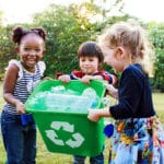 kids recycling outside
