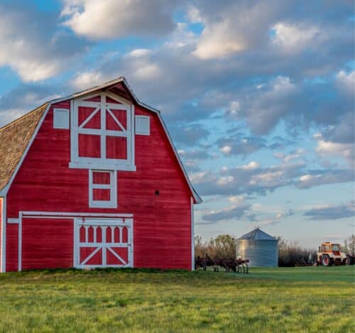 farm with barn
